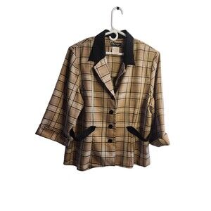 Vintage Spago Collection Plaid Tweed Blazer 22W